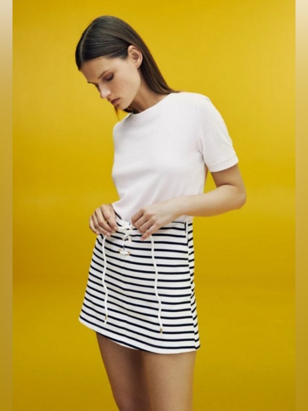 Zara Nautical Striped Mini High Waist Skort Size M